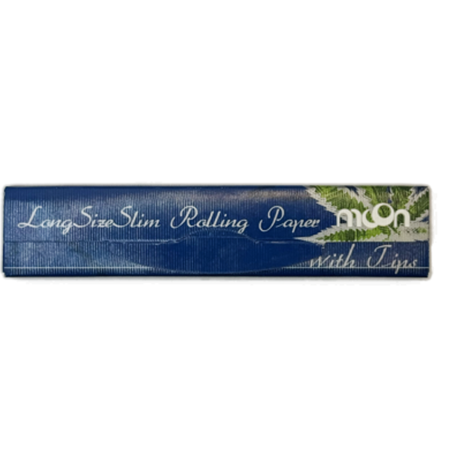 Moon Long Size Slim Rolling Papers with Tips Edición Azul