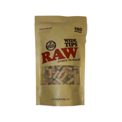RAW Wide Tips Pre-Rolled | Bolsa con 180 Filtros Naturales